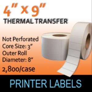 Thermal Transfer Labels 4" x 9" Non Perf